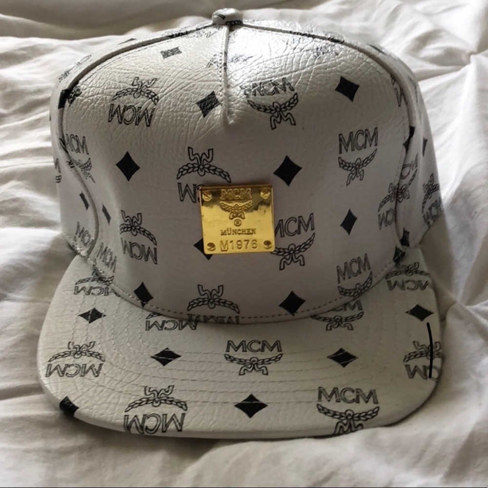 White mcm hat
